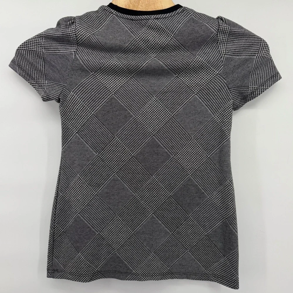 Tommy Hilfiger Black White Glen Plaid Short Sleeve Knit Mini Dress Women's Small